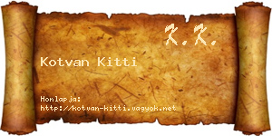 Kotvan Kitti névjegykártya